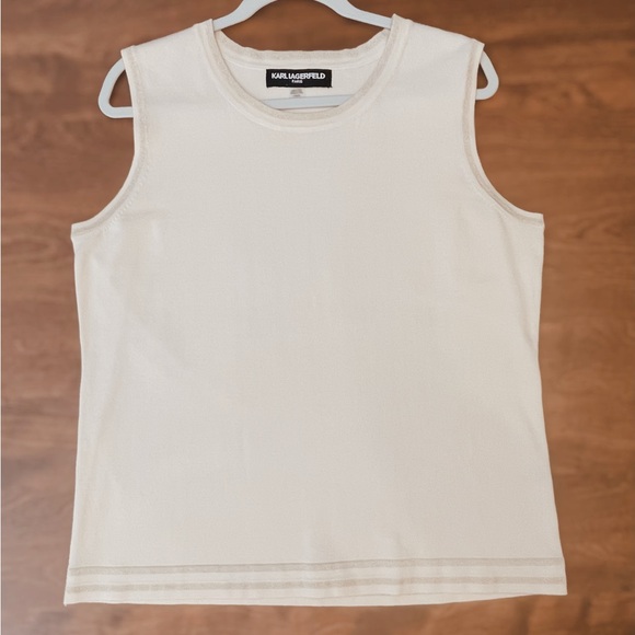 Karl Lagerfeld Tops - Karl Lagerfeld Ivory Tank Top with Champagne Trim